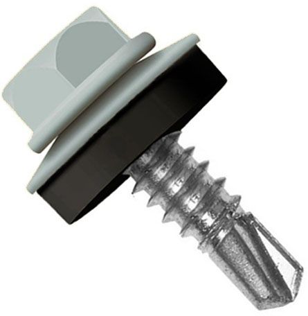 Саморез кровельный со сверлом 5,5х32 RAL 7042 транспортный серый А - фото